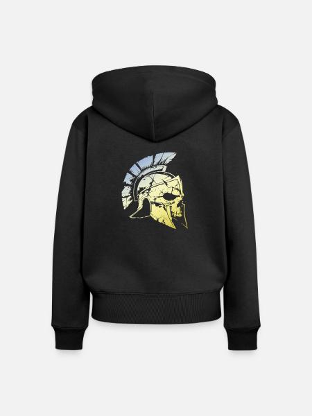 Spartaner Gladiator Skull - Frauen Premium Bio Zip Hoodie - Schwarz