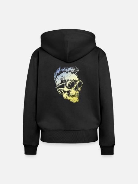 Punker Skull - Frauen Premium Bio Zip Hoodie - Schwarz