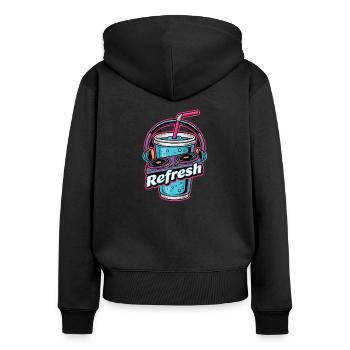 Des rythmes de DJ rafraîchissants pour les mélomanes - Sweat à capuche zippé Premium bio Femme - noir - Dos - Julia (174cm)