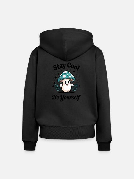 SEI DU SELBST - Frauen Premium Bio Zip Hoodie - Schwarz