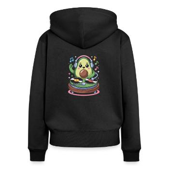 Soirée DJ Avocate Musicale - Sweat à capuche zippé Premium bio Femme - noir - Dos - Julia (174cm)