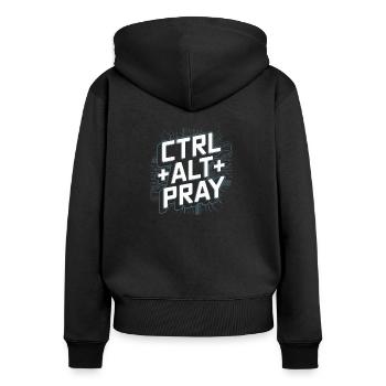 Christian Humor: Ctrl Alt Pray - Women's Premium Organic Zip Hoodie - black - Back - Julia (174cm)