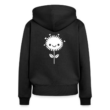 Löwenzahn - Frauen Premium Bio Zip Hoodie - Schwarz - Hinten - Julia (174cm)