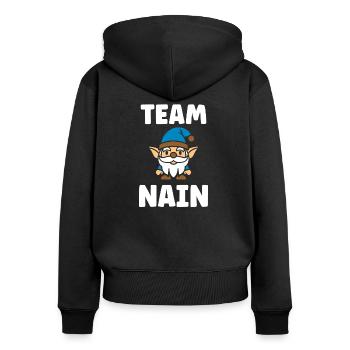 Nain - Sweat à capuche zippé Premium bio Femme - noir - Dos - Julia (174cm)