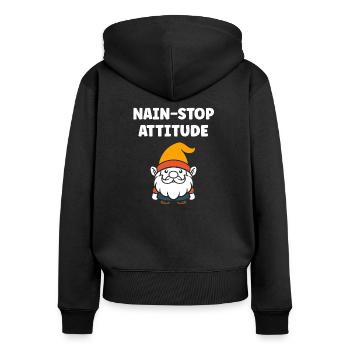 Nain - Sweat à capuche zippé Premium bio Femme - noir - Dos - Julia (174cm)