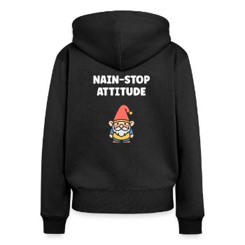 Nain - Sweat à capuche zippé Premium bio Femme - noir - Dos - Julia (174cm)