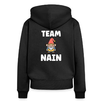 Nain - Sweat à capuche zippé Premium bio Femme - noir - Dos - Julia (174cm)