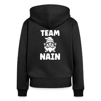 Nain - Sweat à capuche zippé Premium bio Femme - noir - Dos - Julia (174cm)