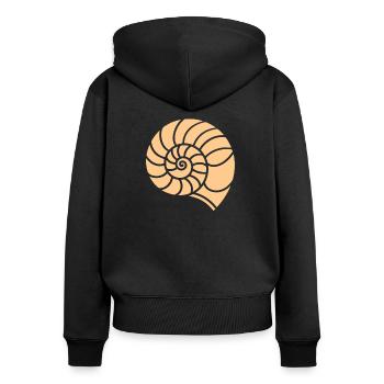 Muschel - Frauen Premium Bio Zip Hoodie - Schwarz - Hinten - Julia (174cm)