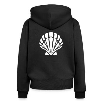 Muschel - Frauen Premium Bio Zip Hoodie - Schwarz - Hinten - Julia (174cm)