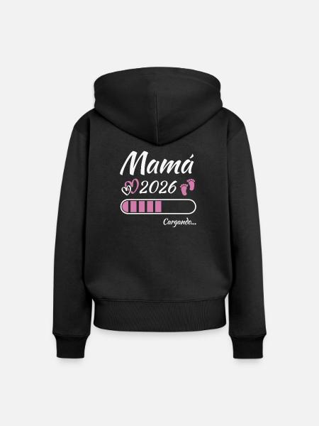 Werdende Mutter 2026 Loading - Frauen Premium Bio Zip Hoodie - Schwarz