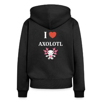 Axolotl - Frauen Premium Bio Zip Hoodie - Schwarz - Hinten - Julia (174cm)