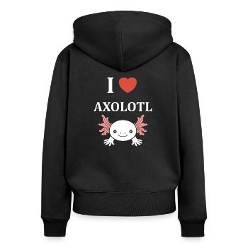 axolotl - Sweat à capuche zippé Premium bio Femme - noir - Dos - Julia (174cm)