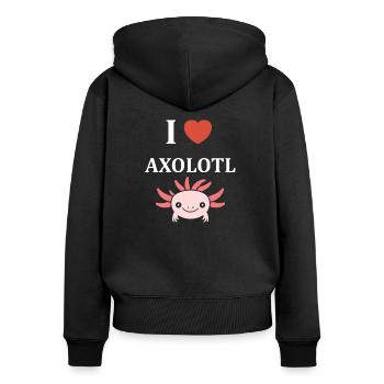 axolotl - Sweat à capuche zippé Premium bio Femme - noir - Dos - Julia (174cm)