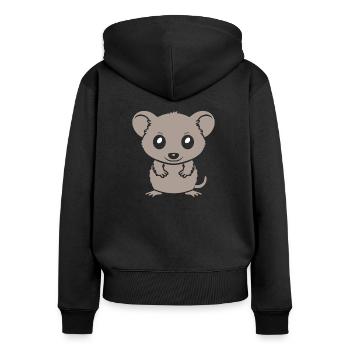 Opossum - Frauen Premium Bio Zip Hoodie - Schwarz - Hinten - Julia (174cm)