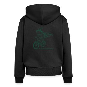 Auf Dem Weg, Um Einen Kerfuffle Frosch Auf Dem Fahrrad Lustiges Tier Zu Verursachen - Frauen Premium Bio Zip Hoodie - Schwarz - Hinten - Julia (174cm)