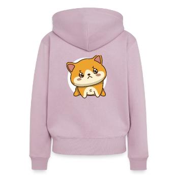 Chien - Sweat à capuche zippé Premium bio Femme - rose poudré - Dos - Julia (174cm)