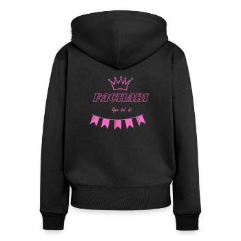 Fachabi geschafft, ideales Geschenk - Frauen Premium Bio Zip Hoodie - Schwarz - Hinten - Julia (174cm)