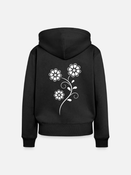 Blumen Blume Blüte Blüten Ranke pink rosa lila - Frauen Premium Bio Zip Hoodie - Schwarz