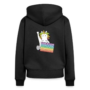 Social Justice Unicorn Activist Sign Equity - Women's Premium Organic Zip Hoodie - black - Back - Julia (174cm)