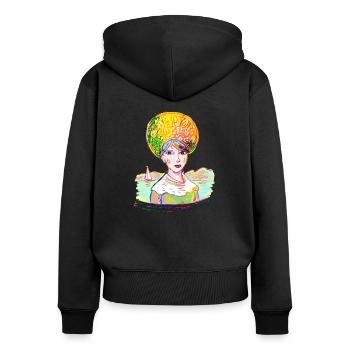 Bodensee - Frauen Premium Bio Zip Hoodie - Schwarz - Hinten - Julia (174cm)