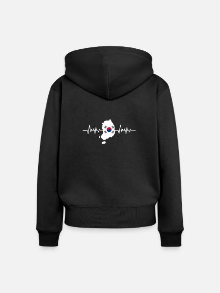 Korea - Frauen Premium Bio Zip Hoodie - Schwarz