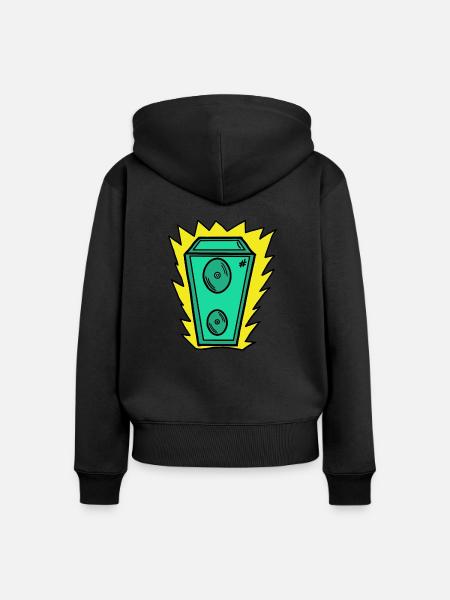Lautsprecher Grün - Frauen Premium Bio Zip Hoodie - Schwarz