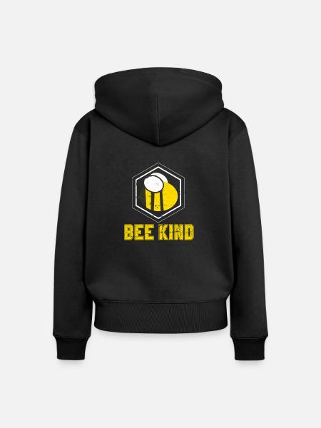 Sei Nett - Biene Geschenk - Frauen Premium Bio Zip Hoodie - Schwarz