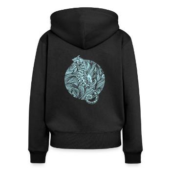 Hippocampe hippocampe poisson mer océan cadeau - Sweat à capuche zippé Premium bio Femme - noir - Dos - Julia (174cm)