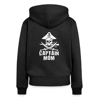 Capitaine Mom cadeau fête des mères Pirate maman mère - Sweat à capuche zippé Premium bio Femme - noir - Dos - Julia (174cm)