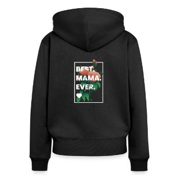 Mothers Day Gift Best Mama Ever Flowers Floral Mom - Frauen Premium Bio Zip Hoodie - Schwarz - Hinten - Julia (174cm)