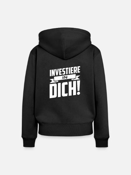 Investiere in dich - Frauen Premium Bio Zip Hoodie - Schwarz