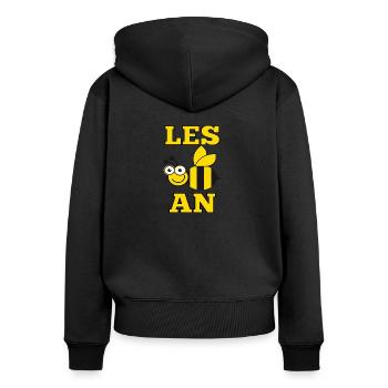 Lesbian Lesbeean Les Bee an Gay Pride - Frauen Premium Bio Zip Hoodie - Schwarz - Hinten - Julia (174cm)