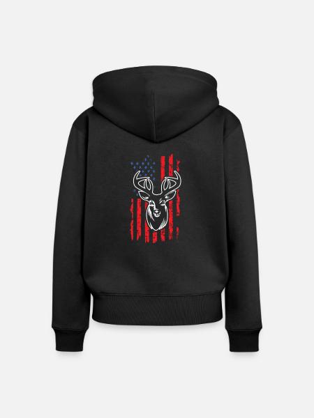 Hirsch jagen - Frauen Premium Bio Zip Hoodie - Schwarz