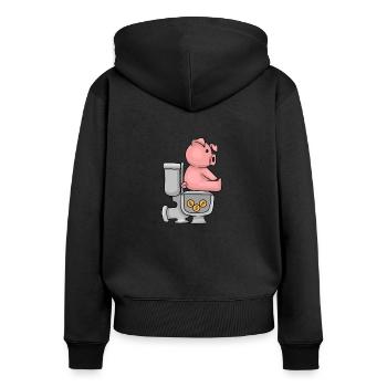 Tirelire tirelire - Sweat à capuche zippé Premium bio Femme - noir - Dos - Julia (174cm)