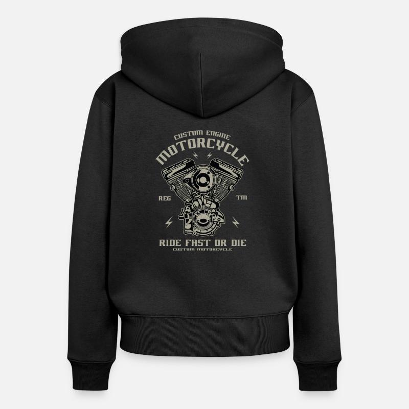 Custom Engine - Frauen Premium Bio Zip Hoodie - Schwarz