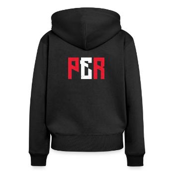 Peru Nationalfarben Flagge Südamerika Lima - Frauen Premium Bio Zip Hoodie - Schwarz - Hinten - Julia (174cm)