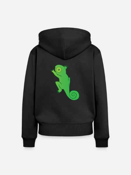 Reptil - Chamäleon - Chamäleons - Geschenk - Frauen Premium Bio Zip Hoodie - Schwarz