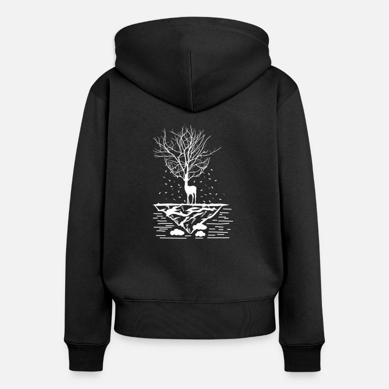 Arbre de conte de fée Cerf - Sweat à capuche zippé Premium bio Femme - noir