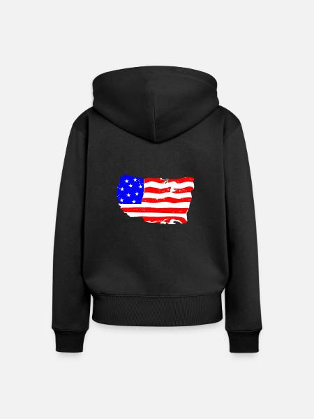 USA - Frauen Premium Bio Zip Hoodie - Schwarz