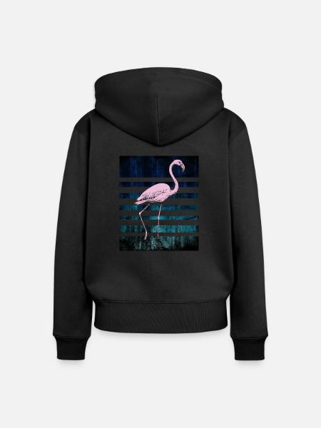 Rosa Flamingo - Frauen Premium Bio Zip Hoodie - Schwarz