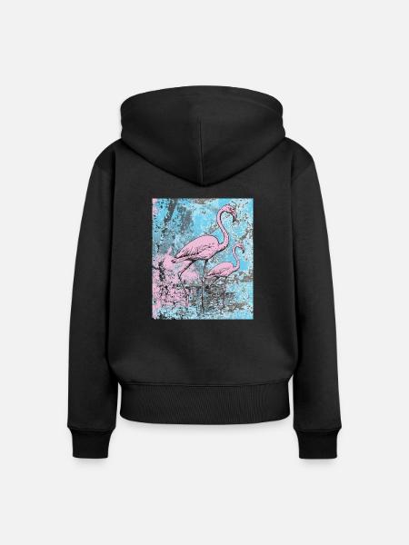 Rosa Flamingos - Frauen Premium Bio Zip Hoodie - Schwarz