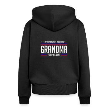 Grandma for president - Frauen Premium Bio Zip Hoodie - Schwarz - Hinten - Julia (174cm)