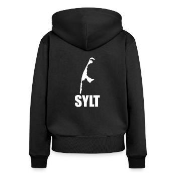 Sylt Karte Stadt cooles Geschenk - Frauen Premium Bio Zip Hoodie - Schwarz - Hinten - Julia (174cm)
