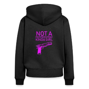 Gun Girl no Papperspray Guns Shooting Waffen - Frauen Premium Bio Zip Hoodie - Schwarz - Hinten - Julia (174cm)