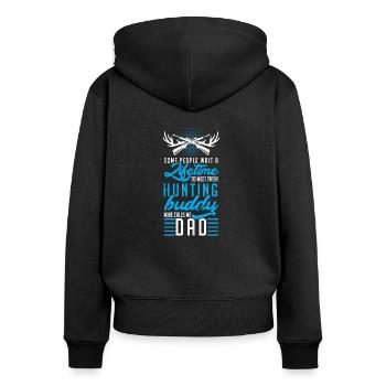 Daddy hunter - Frauen Premium Bio Zip Hoodie - Schwarz - Hinten - Julia (174cm)