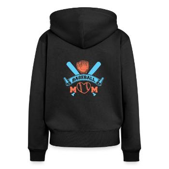 Baseball Mom - Frauen Premium Bio Zip Hoodie - Schwarz - Hinten - Julia (174cm)