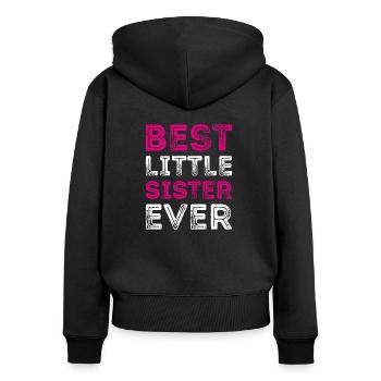 BEST LITTLE SISTER EVER Beste kleineSchwester - Frauen Premium Bio Zip Hoodie - Schwarz - Hinten - Julia (174cm)