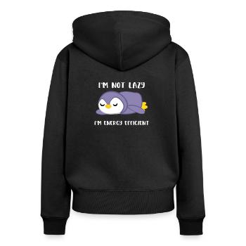 Pinguin - Pinguine - Pinguinmotiv - Faulenzer - Frauen Premium Bio Zip Hoodie - Schwarz - Hinten - Julia (174cm)