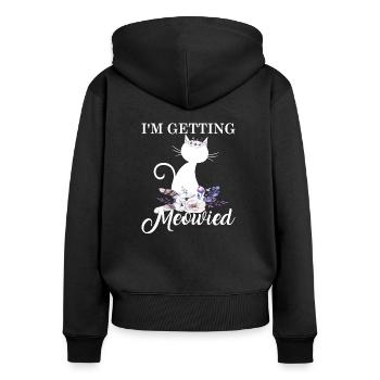 Je deviens miaulé - Sweat à capuche zippé Premium bio Femme - noir - Dos - Julia (174cm)